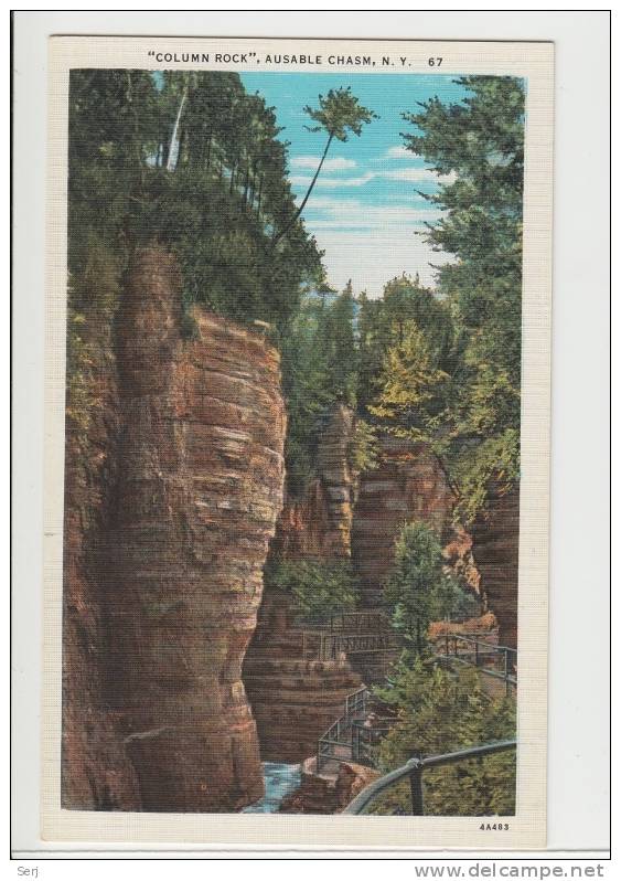 Column Rock, Ausable Chasm, New York NY. Old PC . USA - Adirondack