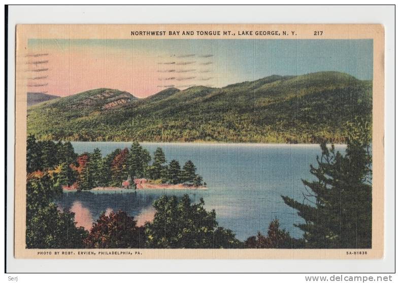 Northwest Bay And Tongue Mt. Lake George, N.Y. New York 1937 . Old PC . USA - Lake George