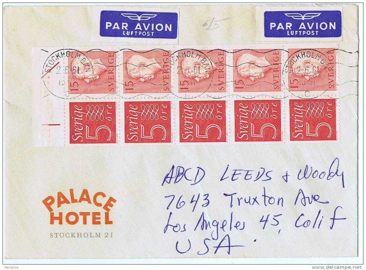 1961Air Mail Letter To USA Franked With Facit Booklet HA 5 - 1951-80