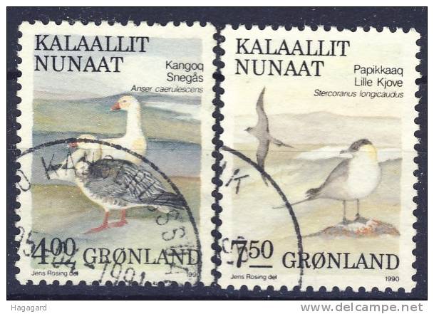 #Greenland 1990. Birds. Michel 199-200. Cancelled(o) - Oblitérés