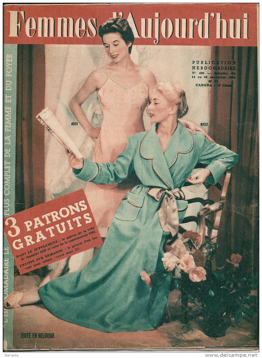 Femmes D´aujourd´hui N° 498 Du 14 /11/1954  1 Plan Coté De Bureau Et Chaise Enfant. - Fashion