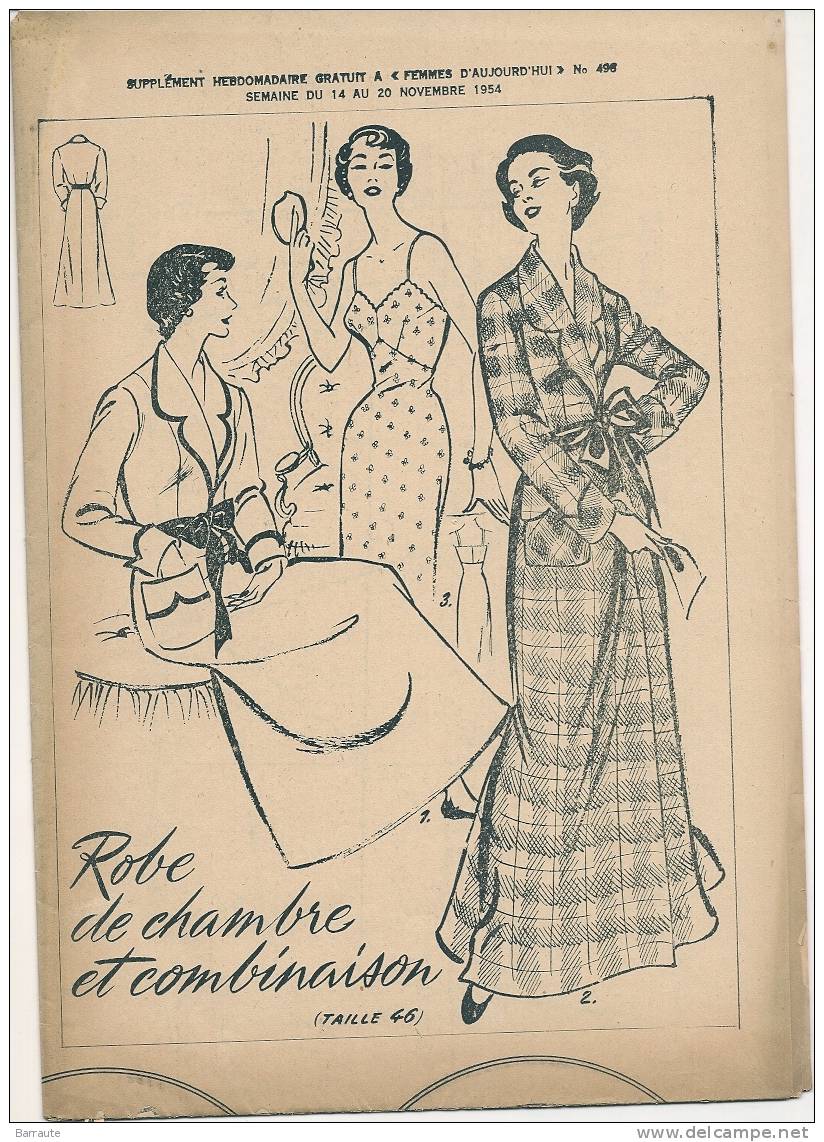 Femmes D´aujourd´hui N° 498 Du 14 /11/1954  1 Plan Coté De Bureau Et Chaise Enfant. - Fashion