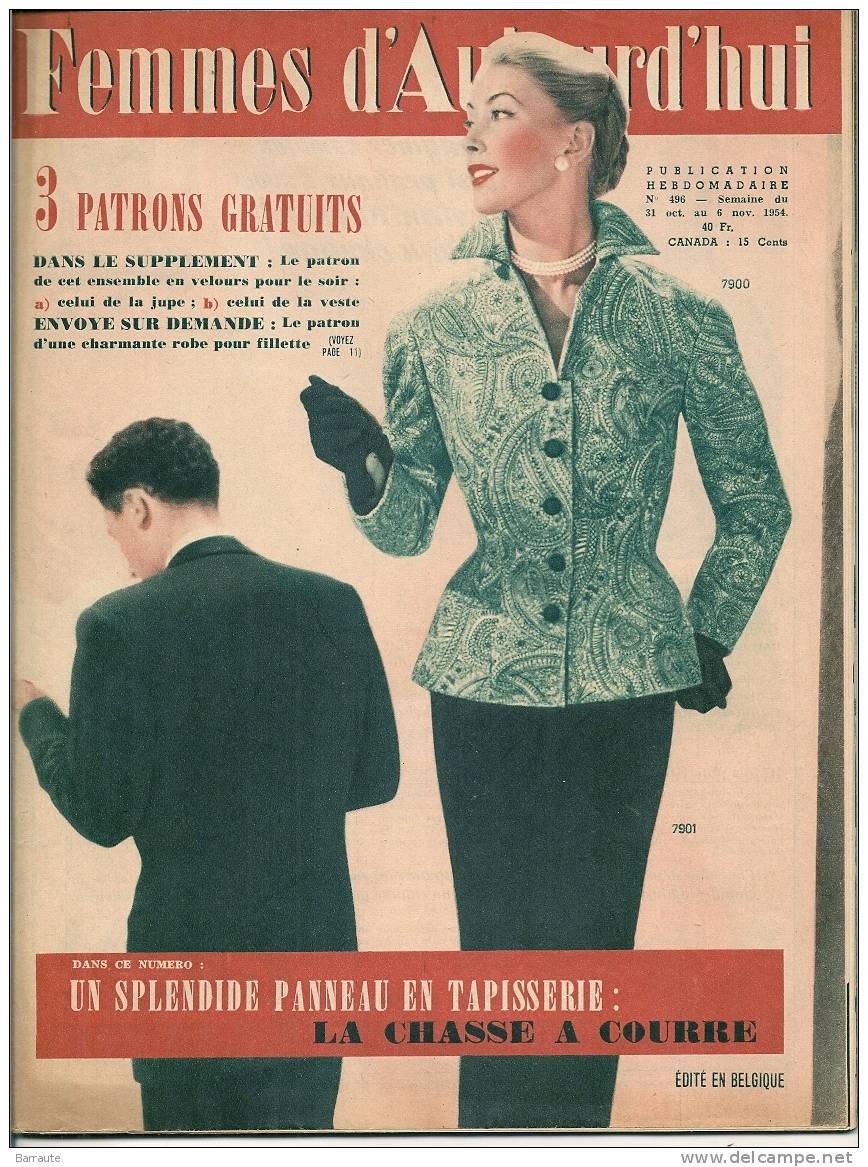 Femmes D´aujourd´hui N° 496 Du 31 /10/1954  Interview De Philippe LEMAIRE . - Lifestyle & Mode