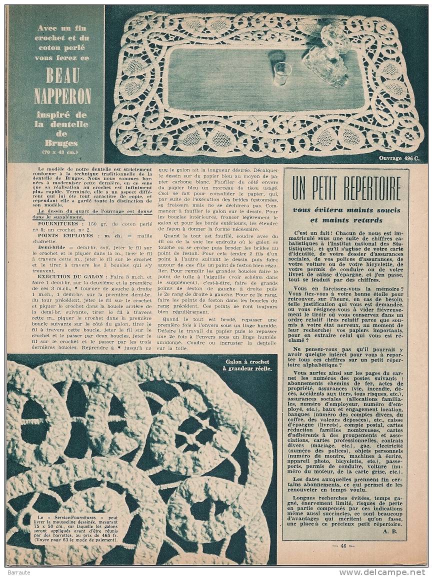 Femmes D´aujourd´hui N° 496 Du 31 /10/1954  Interview De Philippe LEMAIRE . - Fashion