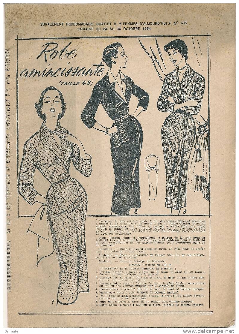 Femmes D´aujourd´hui N° 495 Du 30 /10/1954 1 Plan Coté De Ferme Pour Enfants Avec Animaux . - Fashion