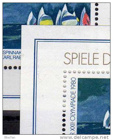 Abart Olympia Schäumende Welle DDR 2531, Block 60 Plus 60 I ** 45€ Gemälde Segel M/s Error On The Stamp Sheet Bf Germany - Variétés Et Curiosités