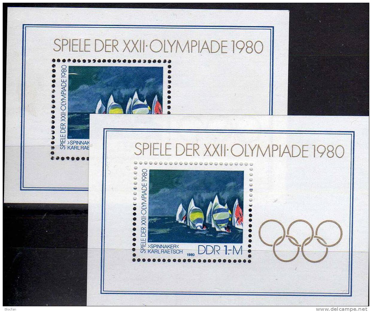 Abart Olympia Schäumende Welle DDR 2531, Block 60 Plus 60 I ** 45€ Gemälde Segel M/s Error On The Stamp Sheet Bf Germany - Variétés Et Curiosités