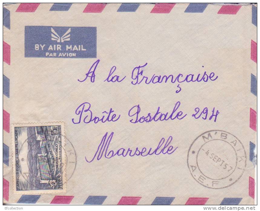 AEF,Oubangui Chari,Mbaiki Le 04/09/1957 > France,lettre,Colonies,ho Pital De Brazzaville,15f N°234 - Otros & Sin Clasificación