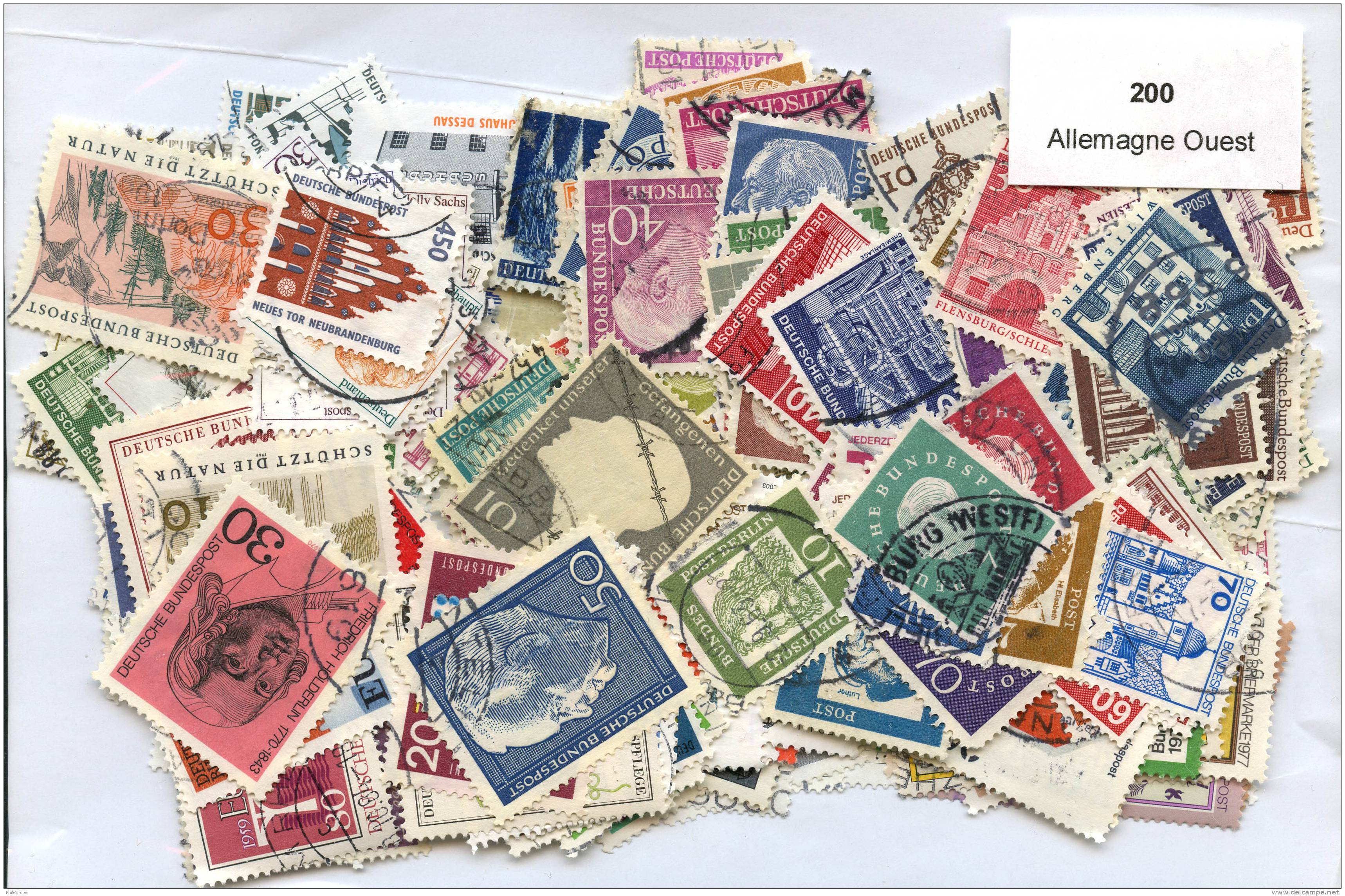 Lot 200 Timbres Allemagne De L'ouest - Vrac (max 999 Timbres)