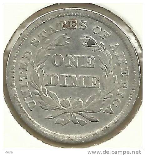 UNITED STATES USA 10 CENT DIME SEATED LIBERTY  FRONT WREATH BACK LARGE STARS 1838 AG SILVER SCARCEKM? READ DESCRIPTION!! - 1837-1891: Seated Liberty