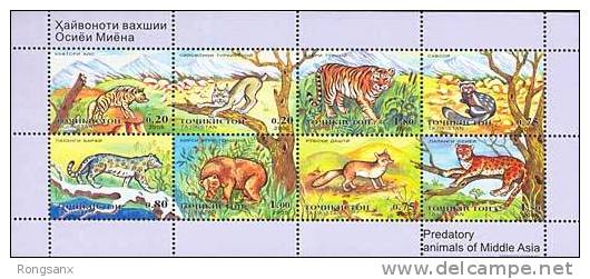 2005 TAJIKISTAN Predatory Animals. MS Of 8v - Tajikistan