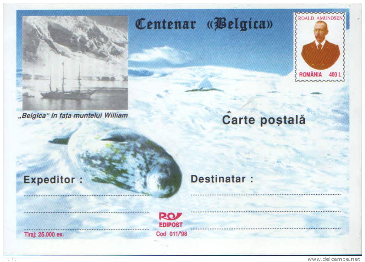 Romania-Postal Stationery Postcard 1998-Roald Amundsen-Norwegian Explorer - Erforscher