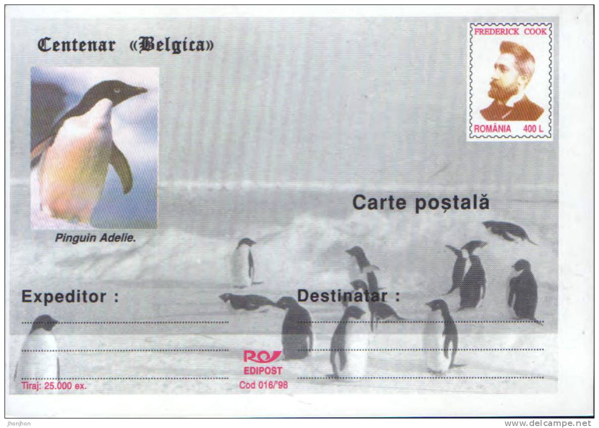 Romania-Postal Stationery Postcard 1998- Frederick Cook-Surgeon, Anthropologist And Photographer,american - Erforscher