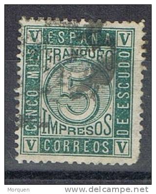 Sello 5 Milesimas Verde Cifras 1867, Edifil Num 93 º - Usados