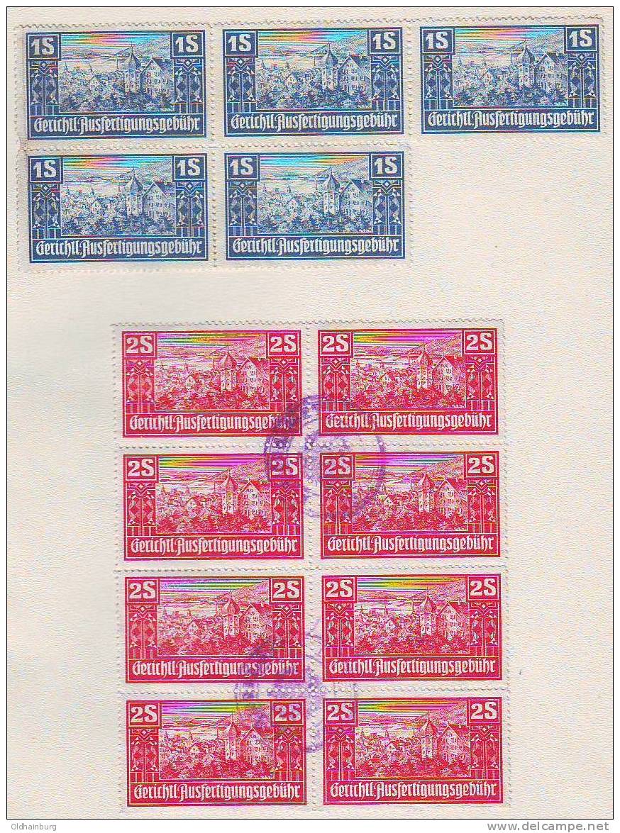 0160cb: Gerichtliche Ausfertigungsmarken, Gestempelte Bogenteile Des 15er Bzw. 25er- Wertes - Revenue Stamps