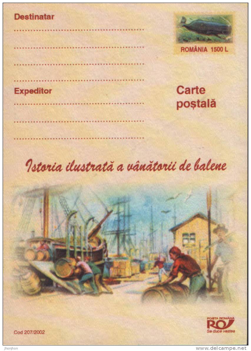 Romania-Postal Stationery Postcard 2002-  Whaling - Wale