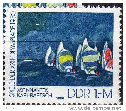 PF Olympiade 1980 Wellen-Spiel DDR 2531 I ** 42€ Mit Vergleichsstück Gemälde Spinnaker Error On The Stamp Set Of Germany - Abarten Und Kuriositäten