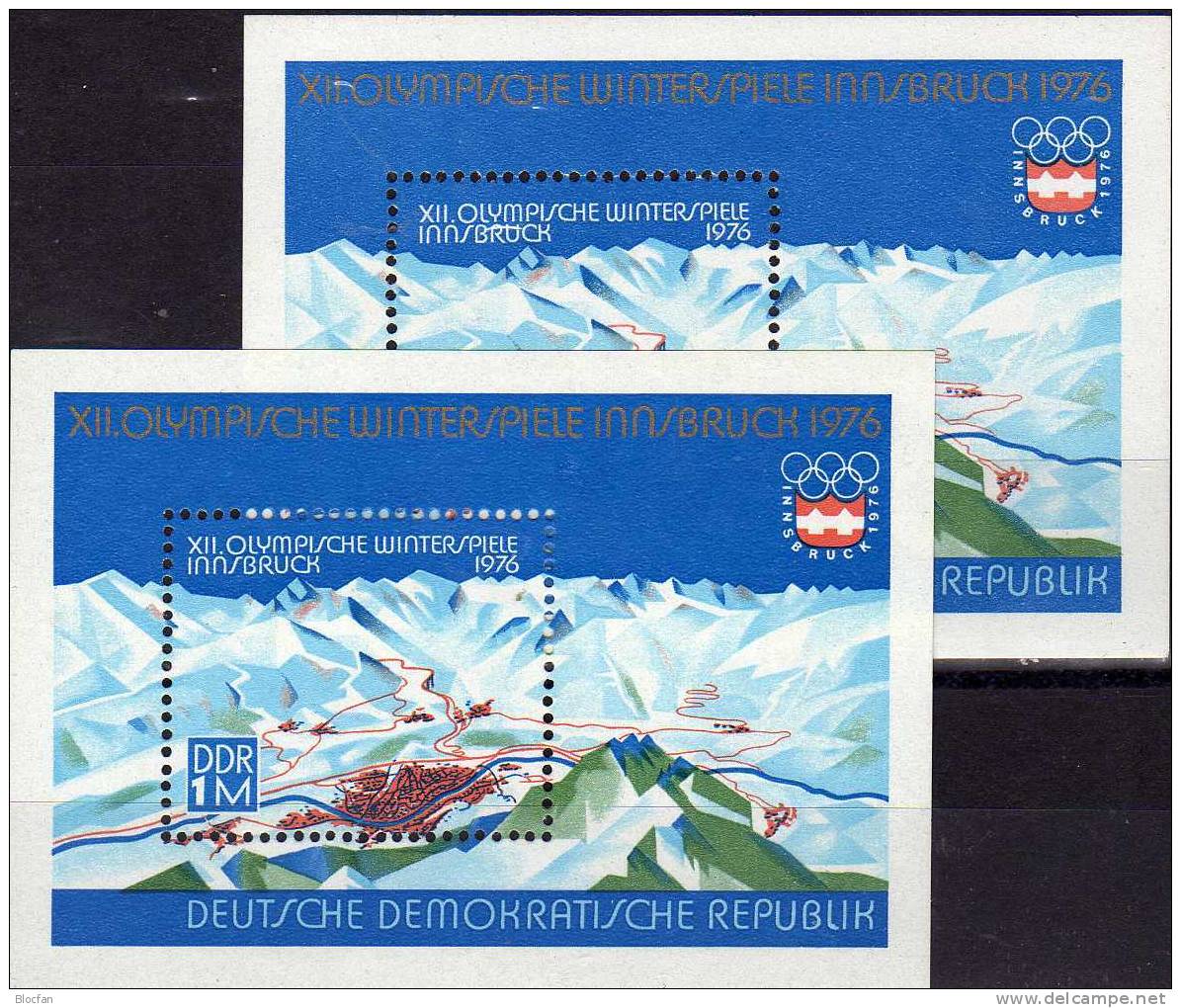 Verdicktes L In REPUBLIK DDR Block 43 I ** 43€ + Vergleichsstück Olympiade 1976 Error On The Stamp Bloc Sheet Bf Germany - Plaatfouten En Curiosa