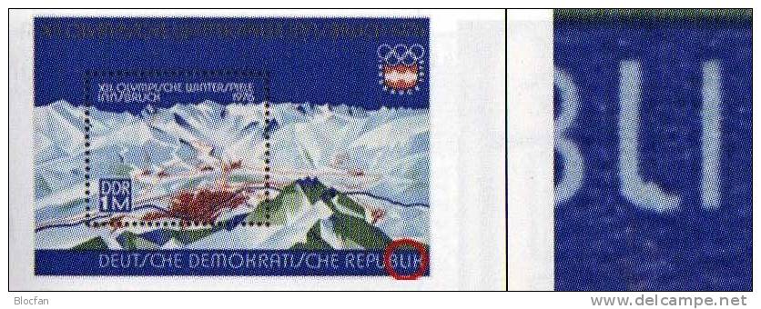 Verdicktes L In REPUBLIK DDR Block 43 I ** 43€ + Vergleichsstück Olympiade 1976 Error On The Stamp Bloc Sheet Bf Germany - Plaatfouten En Curiosa