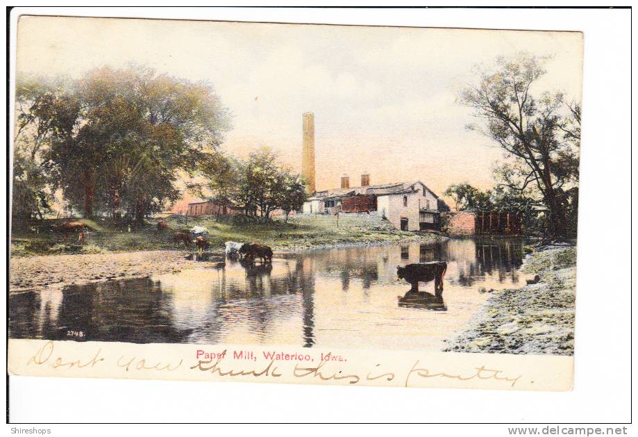 Paper Mill Waterloo Iowa Postmark Sumner 1907 - Waterloo