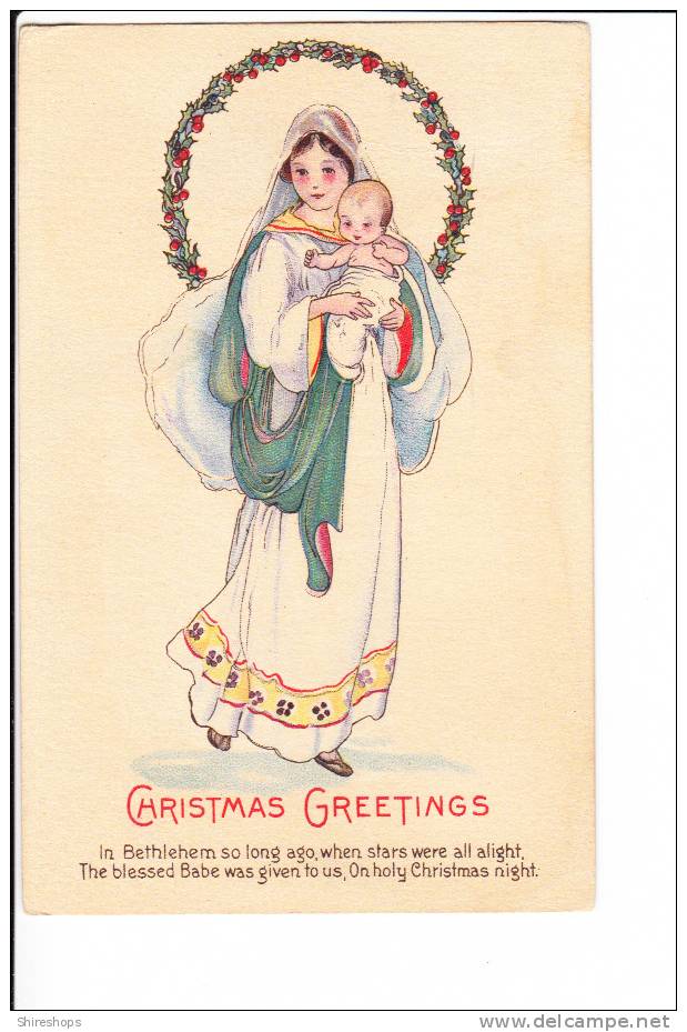 Christmas Greetings Mother And Child Bethlehem Babe Baby Jesus - Autres & Non Classés