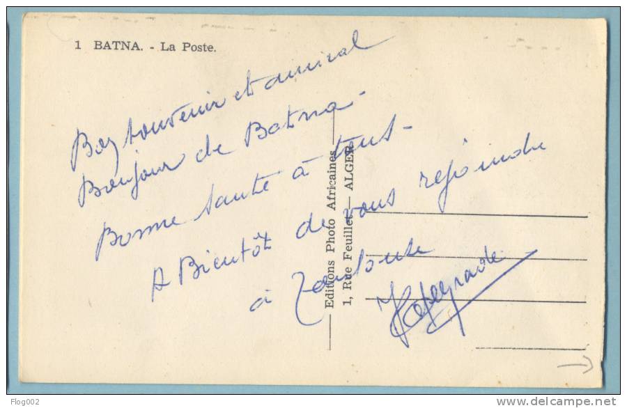 BATNA : La Poste . Recto Verso , Format Cpa ; Année 50-60 . - Batna