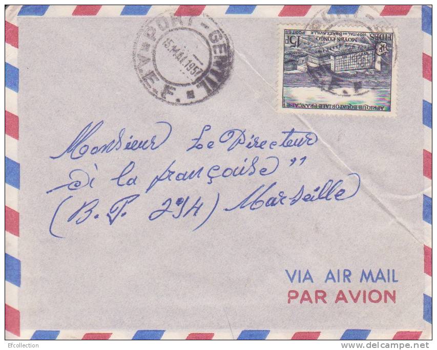 MARCOPHILIE - PORT GENTIL - GABON - 1957 - COLONIES - A.E.F - N°234 - AVION - LETTRE - Autres & Non Classés