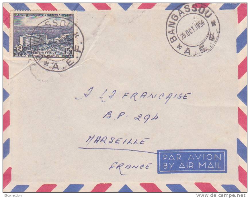 AEF,Oubangui,Bangassou Le 25/10/1956 > France,lettre,Colonies,ho Pital De Brazzaville,15f N°234 - Altri & Non Classificati