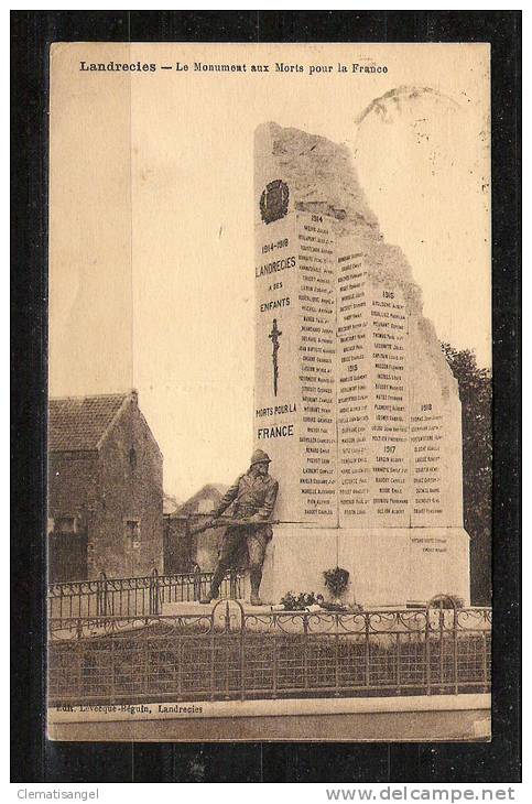 TOP!! LANDRECIES * LE MONUMENT AUX MORTS POUR LA FRANCE * 1930 **!! - Landrecies