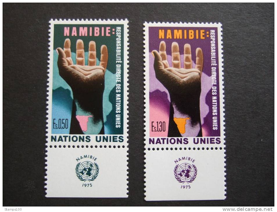 UNITED NATIONS GENEVA, 1975, Yv 53-54, WITH UN LOGO,  MNH** (P44-140) - Unused Stamps