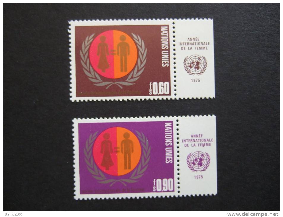 UNITED NATIONS GENEVA, 1975, Yv 48-49, WITH UN LOGO,  MNH** (P44-135) - Unused Stamps