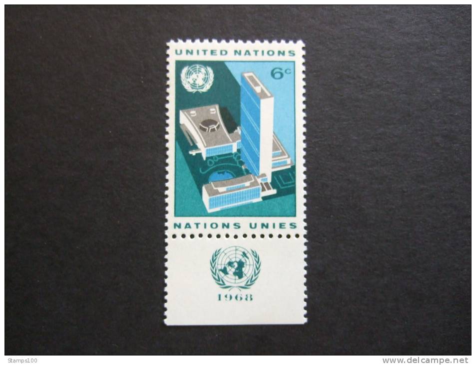 UNITED NATIONS NEW YORK, 1968, Yv 187, WITH UN LOGO, MNH**  (P41-005) - Neufs