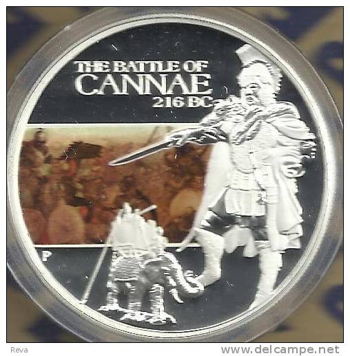 TUVALU $1 BATTLE OF CANNAE  HANNIBAL COLOURED FRONT QEII BACK 2009 SILVER PROOF READ DESCRIPTION CAREFULLY !!! - Tuvalu