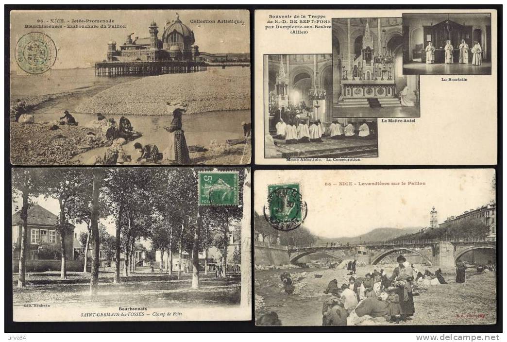 LOT 10 CPA  ANCIENNES- (+1)- FRANCE- VILLAGES- PETITES VILLES- TOUTES ANIMÉES A TRES ANIMÉES- 3 SCANS - 5 - 99 Cartes