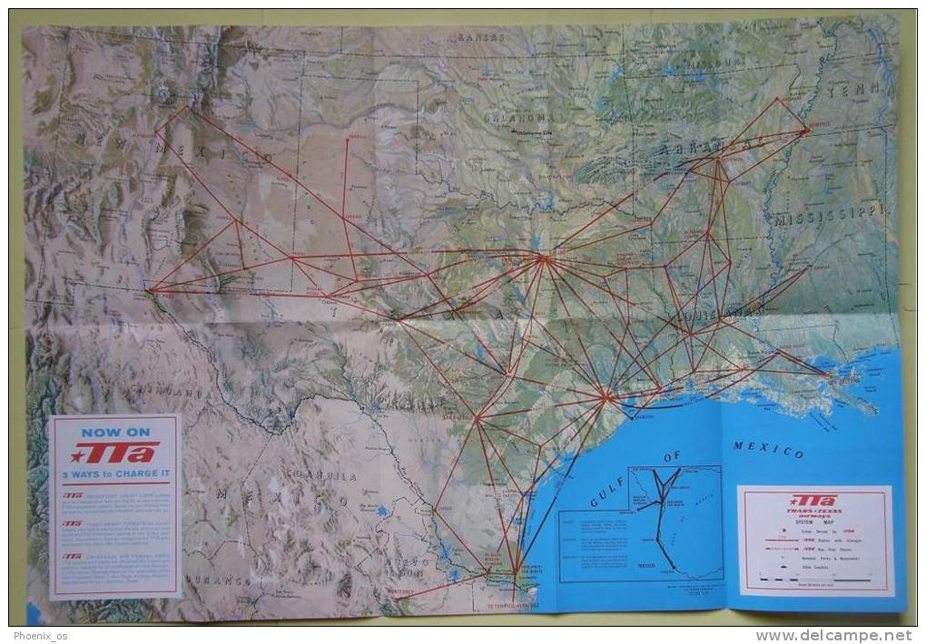 AIRLINES (USA) - Trans Texas Airways, Southwest Travel Guide, Year 1958 - Monde