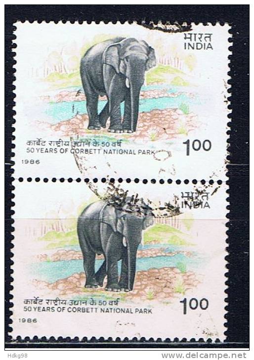 IND Indien 1986 Mi 1073 Elefant (Paar) - Used Stamps
