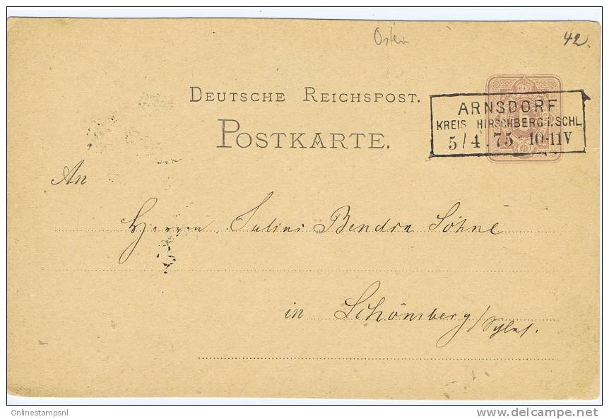 Germany, Postkarte  1875 , 5 Pf. Arnsdorf -&gt; Lihomberg (?) - Altri & Non Classificati