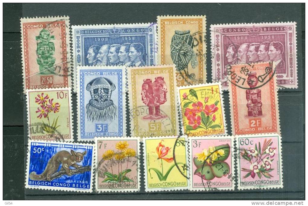 LOT DE 15 TIMBRES CONGO BELGE à Voir - AH1706 - Used Stamps