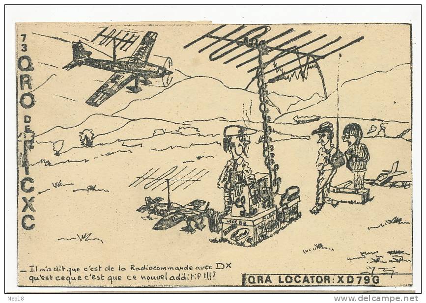 Jurançon Carte QSL Radio Amateur Comique Avion Dessin Jacky Tramson - Jurancon