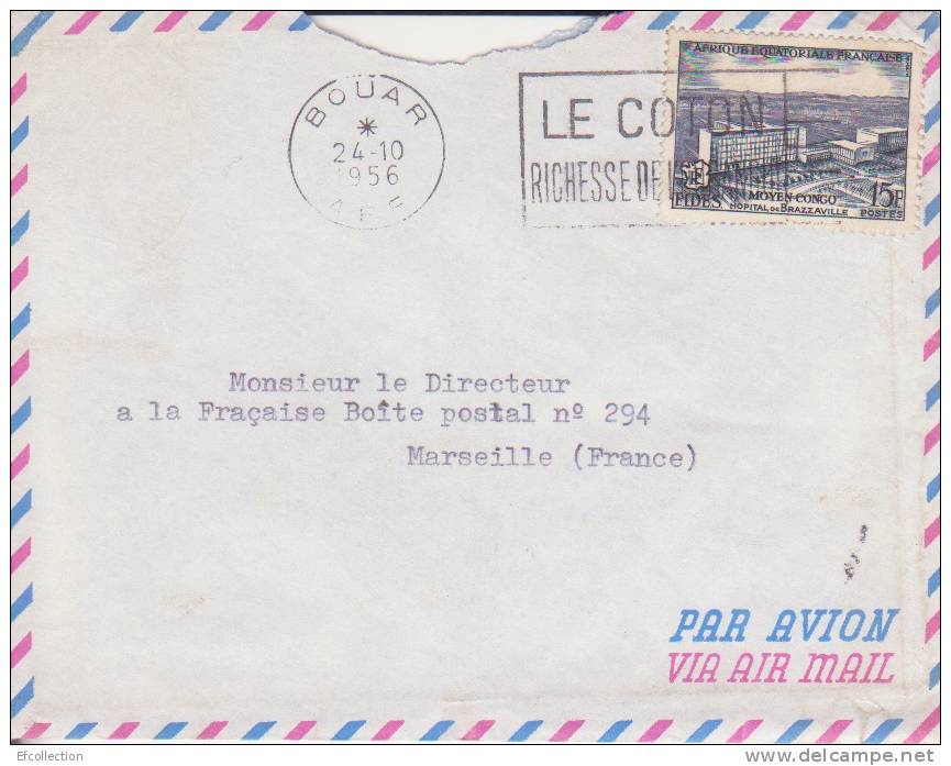 AEF,Oubangui,Bouar Le 24/10/1956 > France,lettre,Colonies,ho Pital De Brazzaville,15f N°234 - Otros & Sin Clasificación