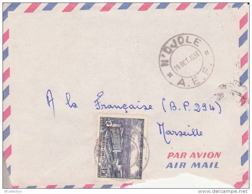 AEF,Oubangui,Ndjolé Le 19/10/1956 > France,lettre,Colonies,ho Pital De Brazzaville,15f N°234 - Autres & Non Classés