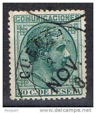 Sello Alfonso XII, 50 Cts 1878,  Fechador Trebol De CUENCA, Edifil Num 196 º - Oblitérés