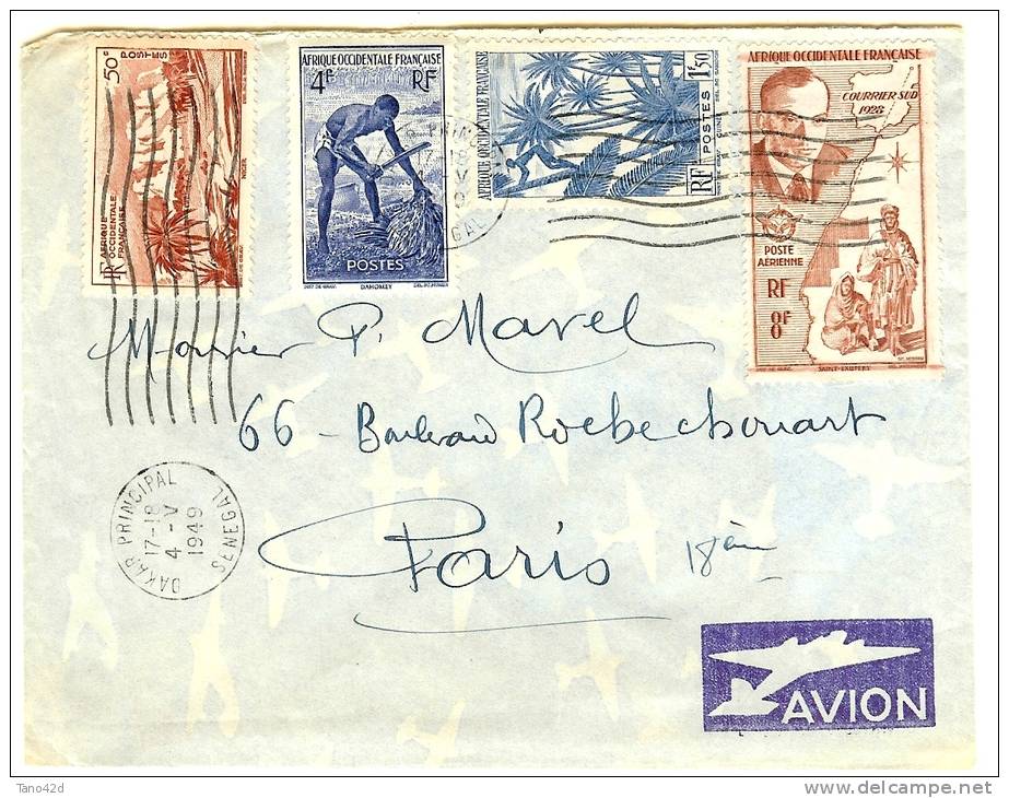 REF LBR 31 - AOF LETTRE AVION DAKAR / PARIS 4/5/1949 - Covers & Documents
