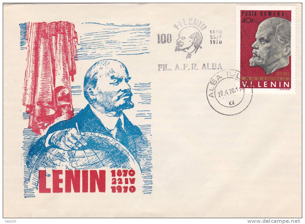 Lénine,Lenin 1970 Special Cover Stamps Obliteration Concordante Alba Iulia - Romania. - Lenin