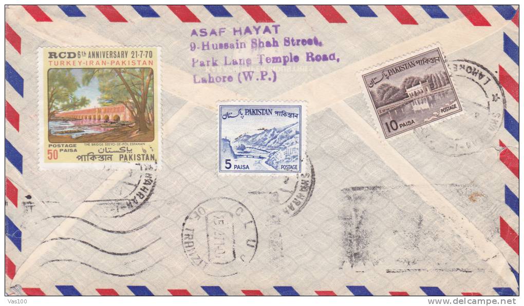 Registred Air Mail Cover 1971 From Pakistan Sent To Cluj-Napoca Romania,stamps Nice Franking. - Pakistan