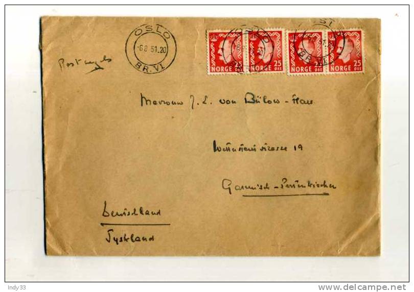 -NORVEGE . AFFRANCHISSEMENT COMPOSE SUR LETTRE DE 1920 POUR L'AUTRICHE . - Covers & Documents