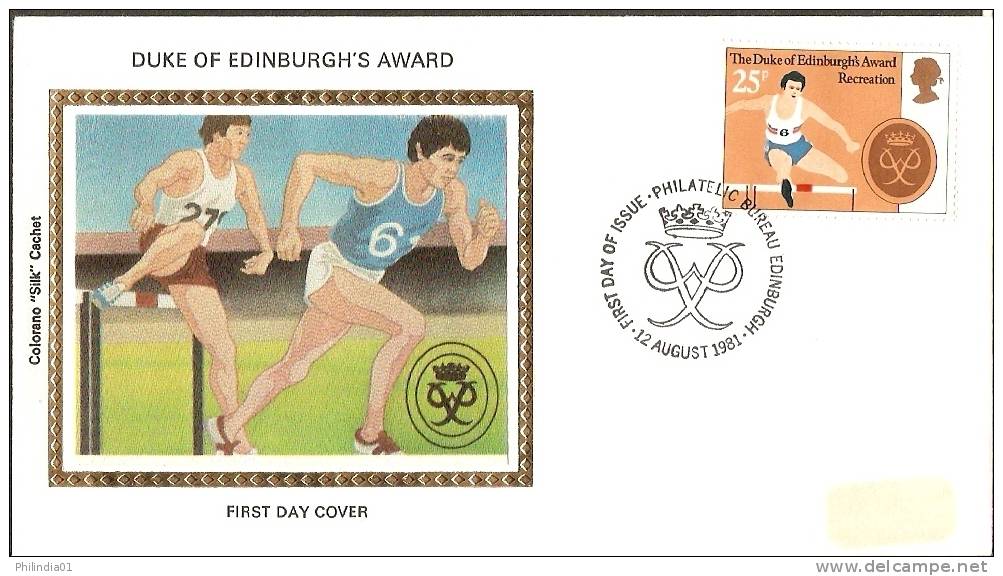 Great Britain 1981 Duke Of Edinburgh's Award Recreation Huldler Sport Painting Sc 955 Colorano Silk Cover # 12549 - Escalada