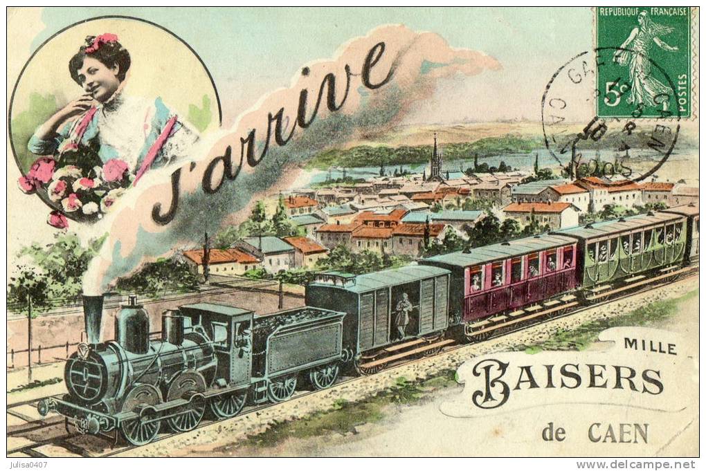 CAEN (14) Carte Fantaisie Baisers De Train - Caen