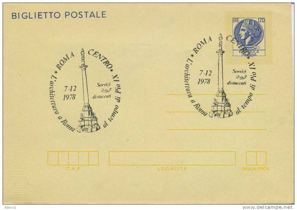 ITALIA - BIGLIETTO  POSTALE 1977 - SIRACUSANA DA LIRE 120 - ANNULLO SPECIALE ARCHITETTURA - Interi Postali