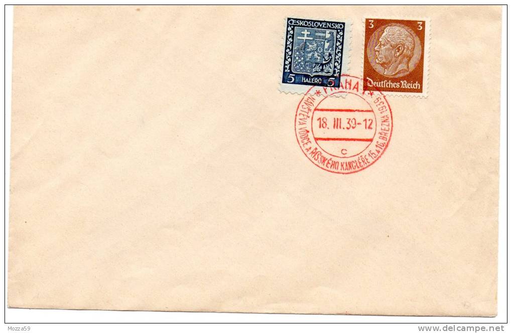 Bohmen Und Mahren 1939,  18.III.  Cancel - Stempel "c" Visit Of A. Hitler To Praha. - Covers & Documents